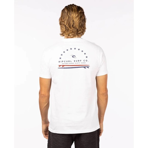 Rip Curl Men's Americana Stars Premium Tee T-Shirt in White - Picture 3 of 5